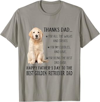 Dog Dad Happy Father's Day To The Best Golden Retriever Dad T-Shirt for Men Women Kids