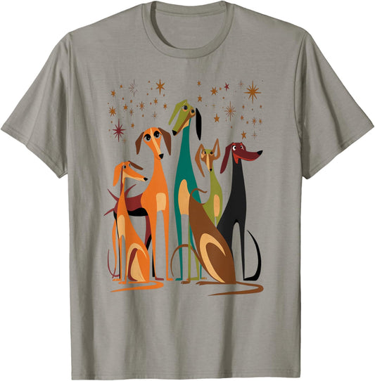 Vintage Retro Mid-Century Long Neck Dogs 50s 60s Style T-Shirt