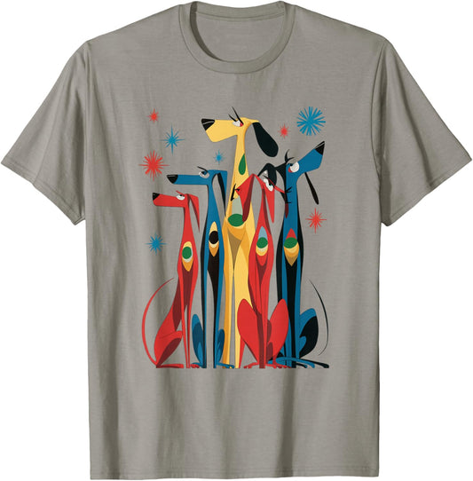 Vintage Retro Mid-Century Long Neck Dogs 50s 60s Style T-Shirt