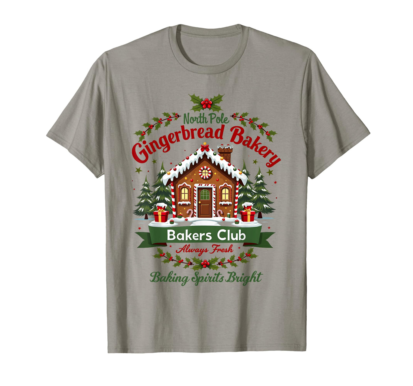 North Pole Gingerbread Bakery Baking Spirits Bright Bakers T-Shirt