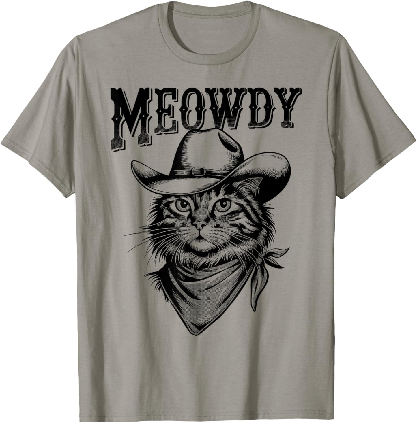 Meowdy Cat Funny Cowboy Western Graphic Cat Lady Cat Dad T-Shirt
