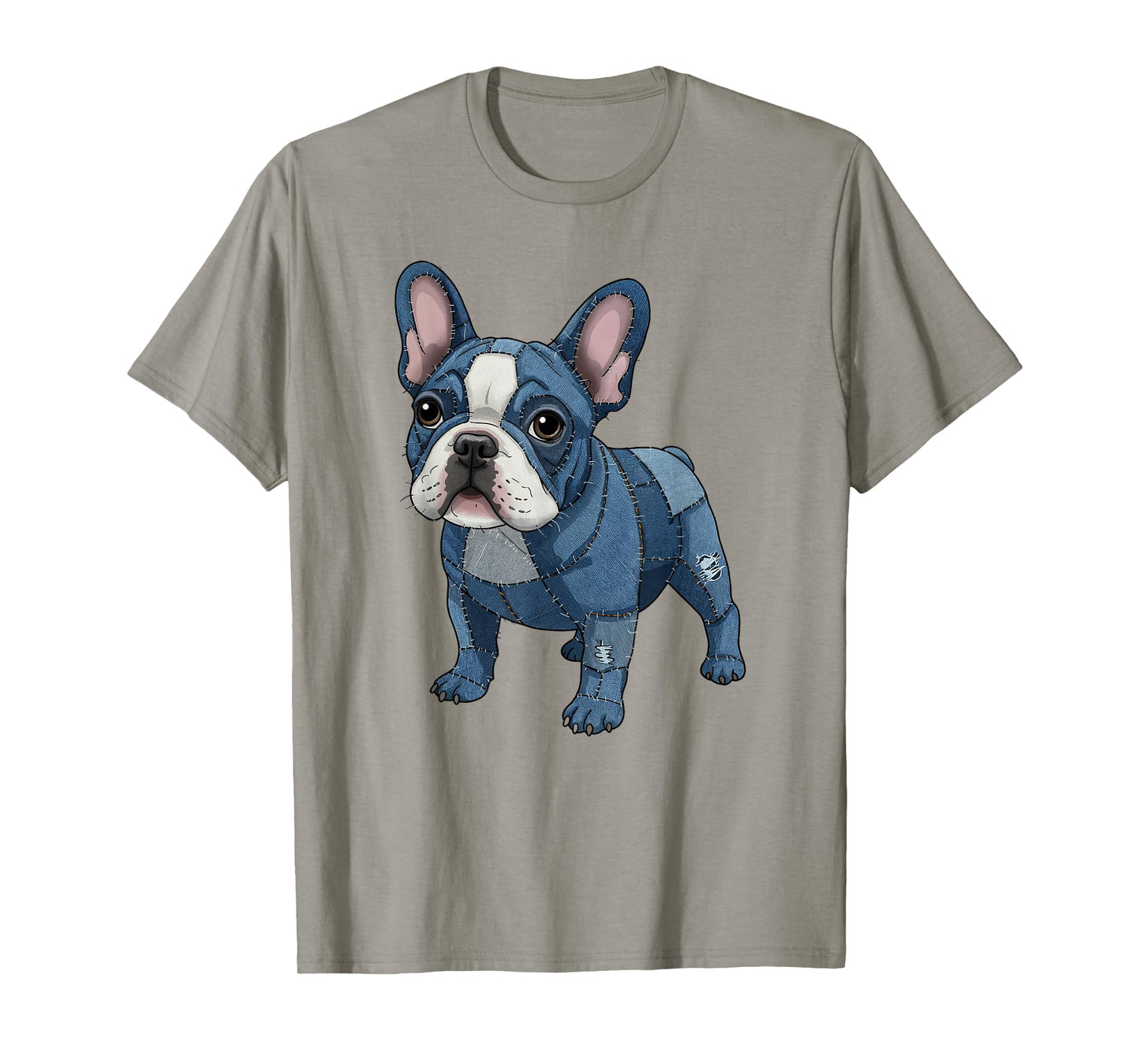 French Bulldog Pattern Patchwork Art Denim Frenchie Lover T-Shirt