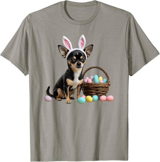 Easter Chihuahua Dog, Black and Tan Colors T-Shirt