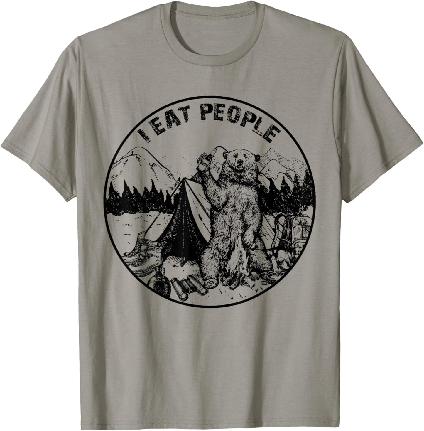 Camping Shirt Hiking I Hate People I Eat People Bear Tshirt T-Shirt