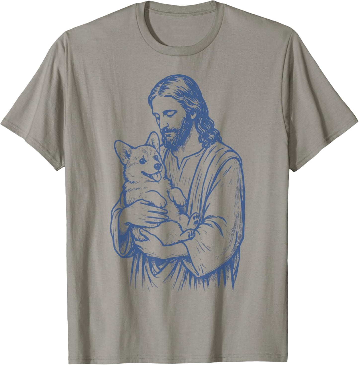 Jesus Holding Corgi T-shirt