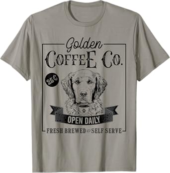 Retro Golden Retriever Coffee Funny Dog Mom Coffee Lover Men Women Girls Kids T-Shirt