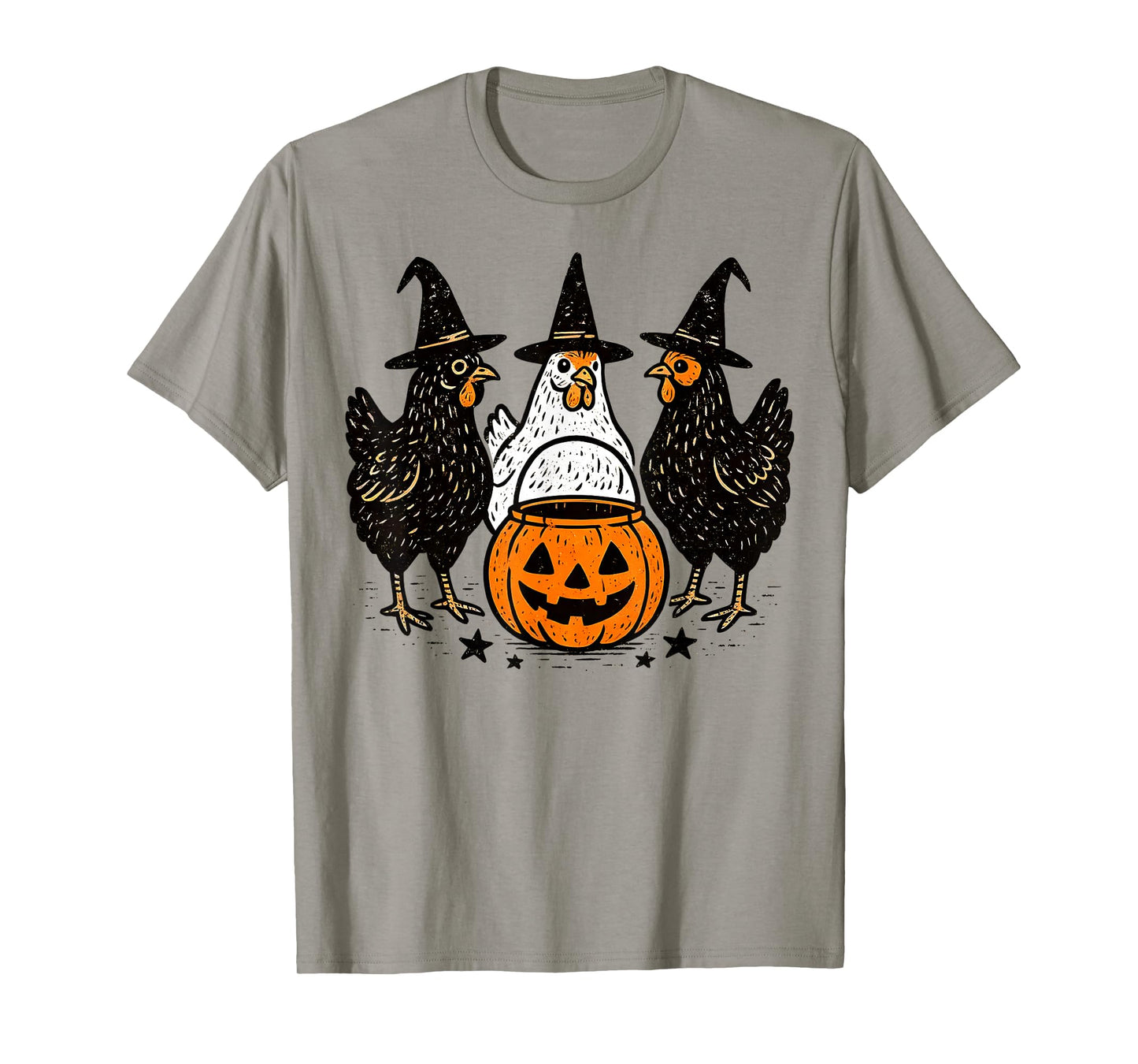 Funny Halloween Chickens Witch Pumpkin Spooky Season T-Shirt