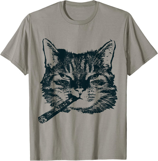 CIGAR SMOKING Cat Retro Aficionado Cigar Smoker Gift T-Shirt