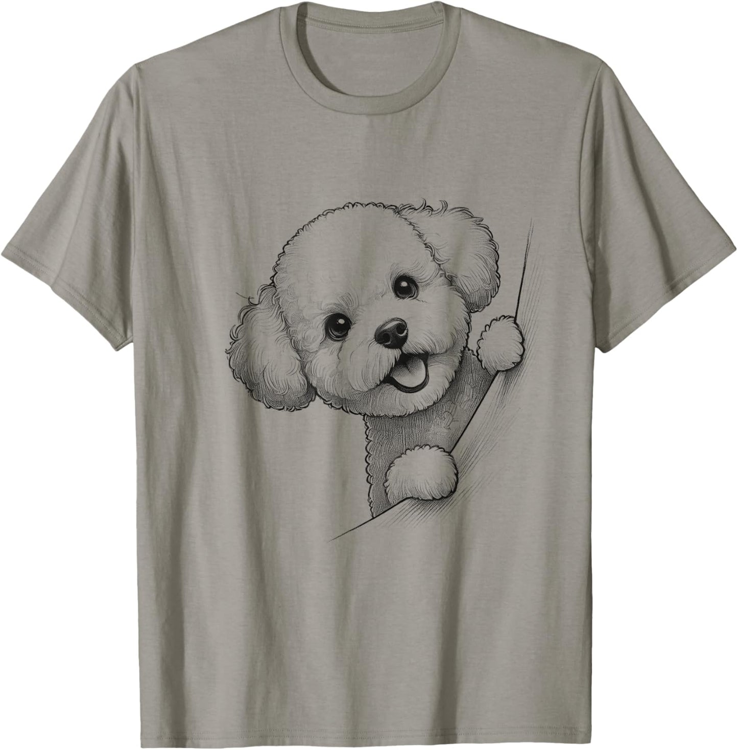 Funny Bichon Frise Peeking Design For Dog Owner T-Shirt