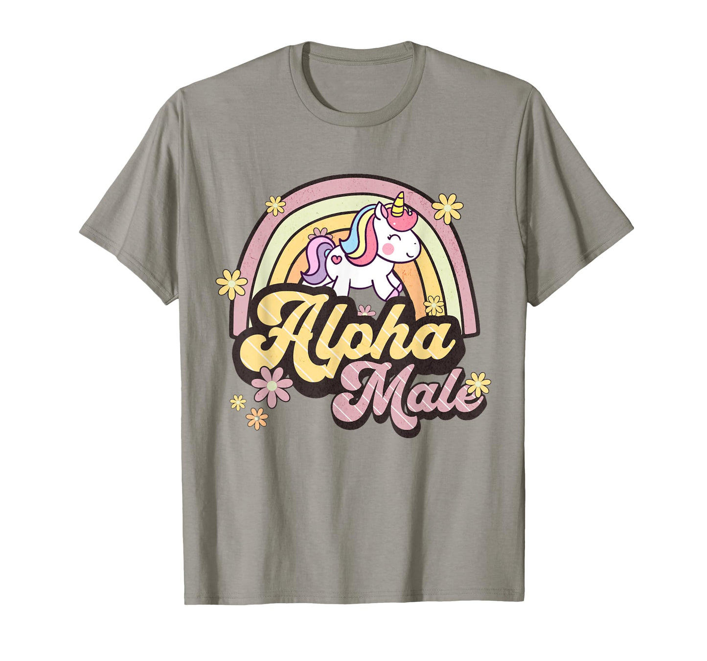 Alpha Male Unicorn Rainbow Sarcastic Ironic Weird Y2K Humor T-Shirt