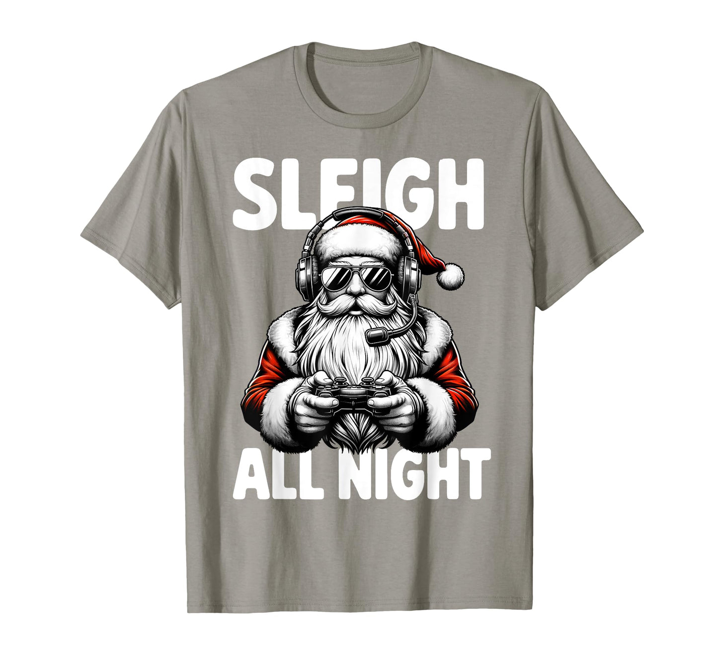 Christmas Gamer Boys Sleigh All Night Video Game Santa Xmas T-Shirt