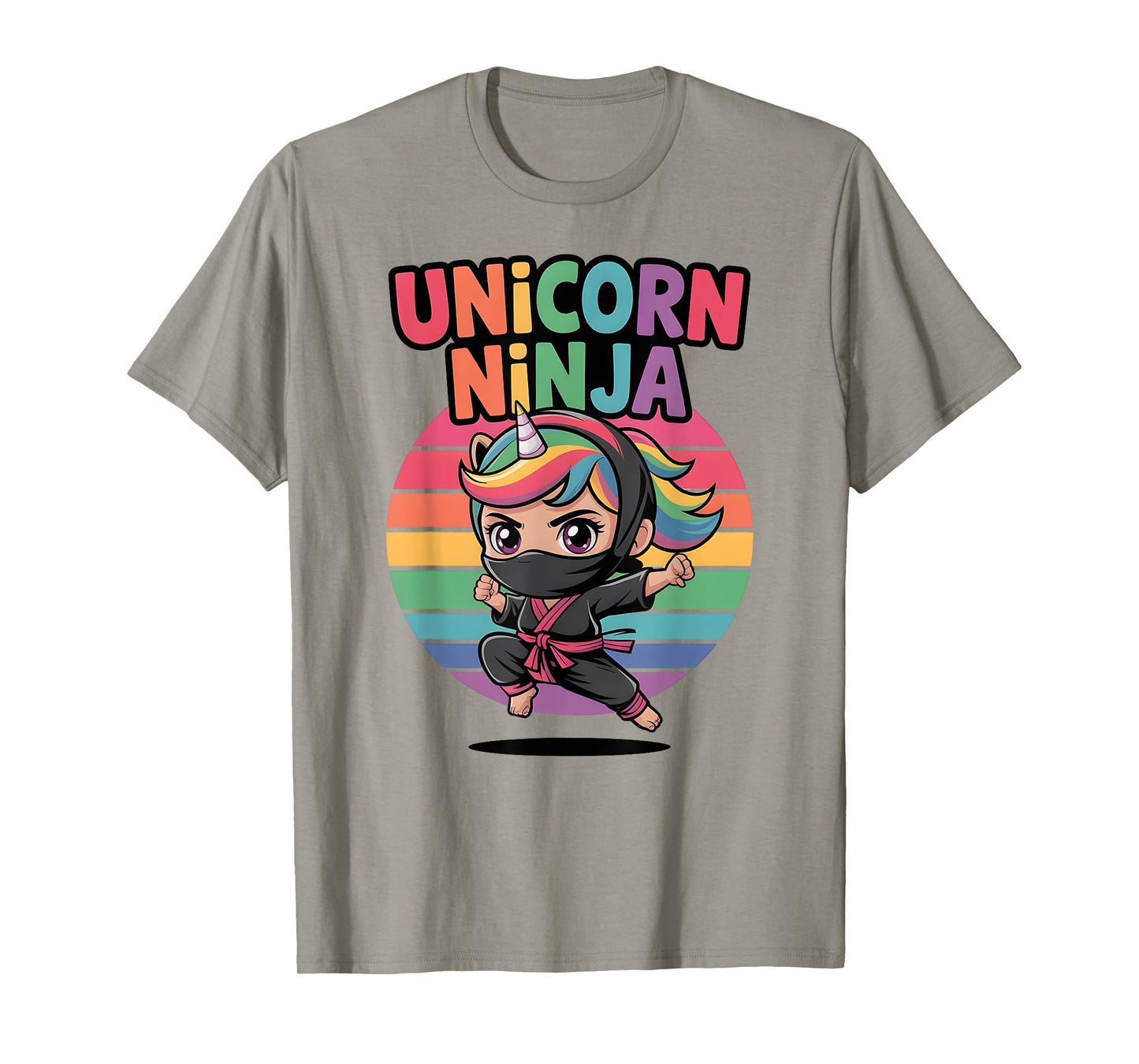 Happy UNICORN NINJA Birthday Girl Girls I Love Pink Crew T-Shirt