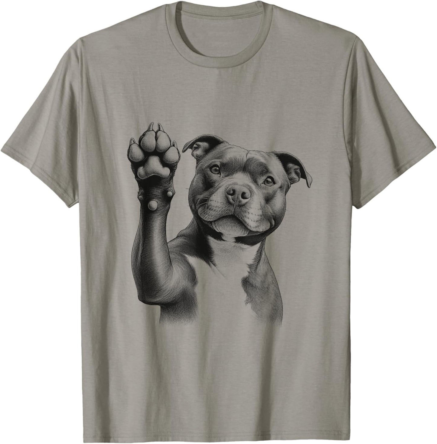 Cute Staffordshire Bull Terrier Staffy Dog Paw Design T-Shirt