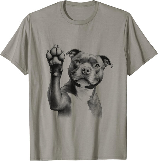 Cute Staffordshire Bull Terrier Staffy Dog Paw Design T-Shirt