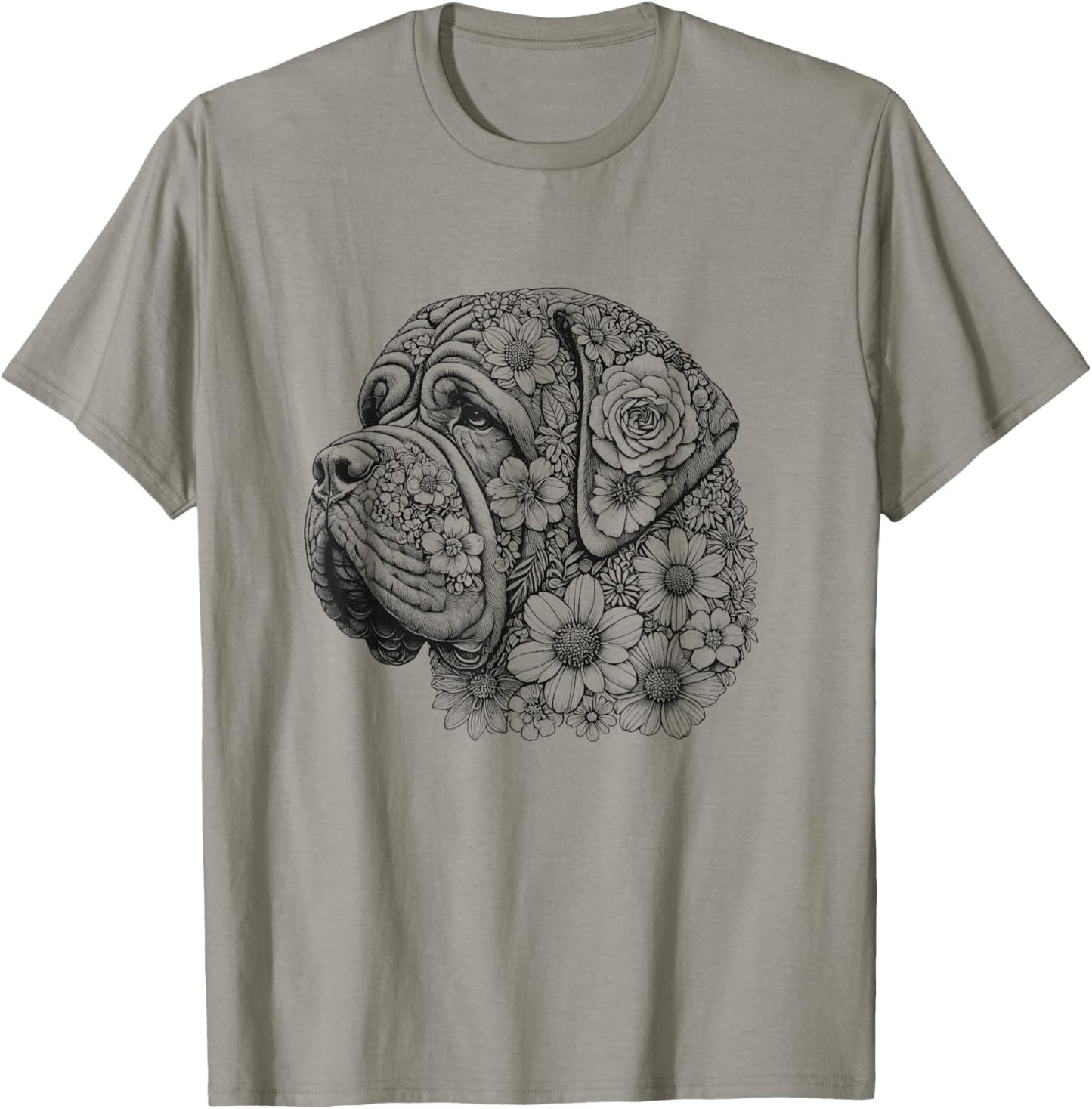 Floral English Mastiff Dog Flower Design For Girls And Women T-Shirt