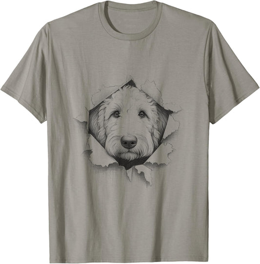 Cute Labradoodle Peeking Dog Design T-Shirt