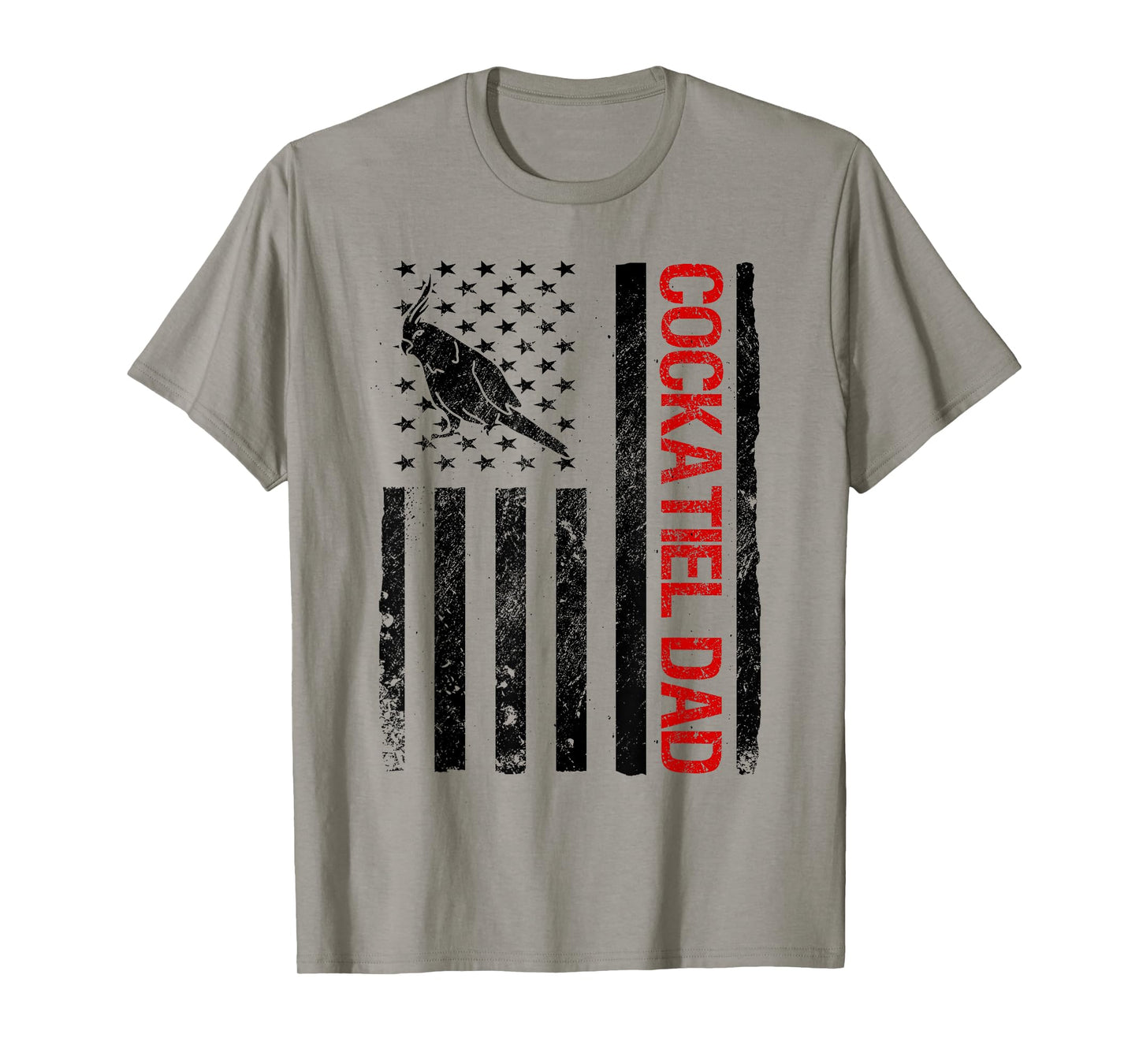 Cockatiel Dad American USA Flag Funny Bird Lover Women Kids Men T-Shirt