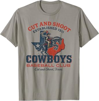 Cut and Shoot Cowboys Retro Baseball Club Design T-Shirt