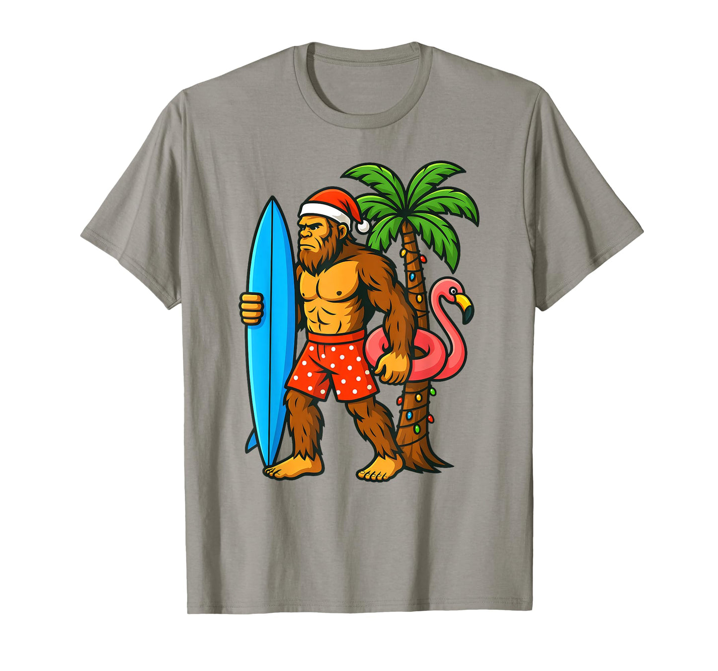 Christmas In July Bigfoot Hawaiian Xmas Palm Tree Summer T-Shirt