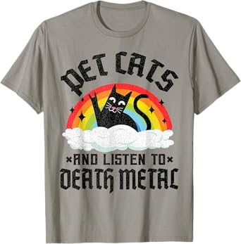 Pet Cats And Listen To Death Metal Kids Goth Heavy Metal T-Shirt