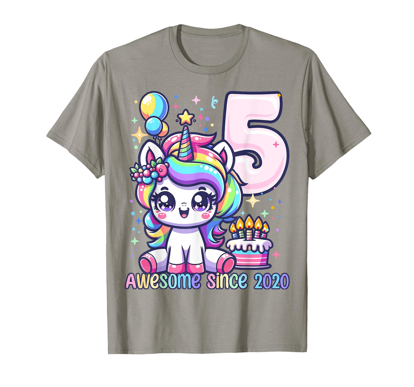 Unicorn 5th Birthday 5 Year Old Unicorn Party Girls Outfit T-Shirt