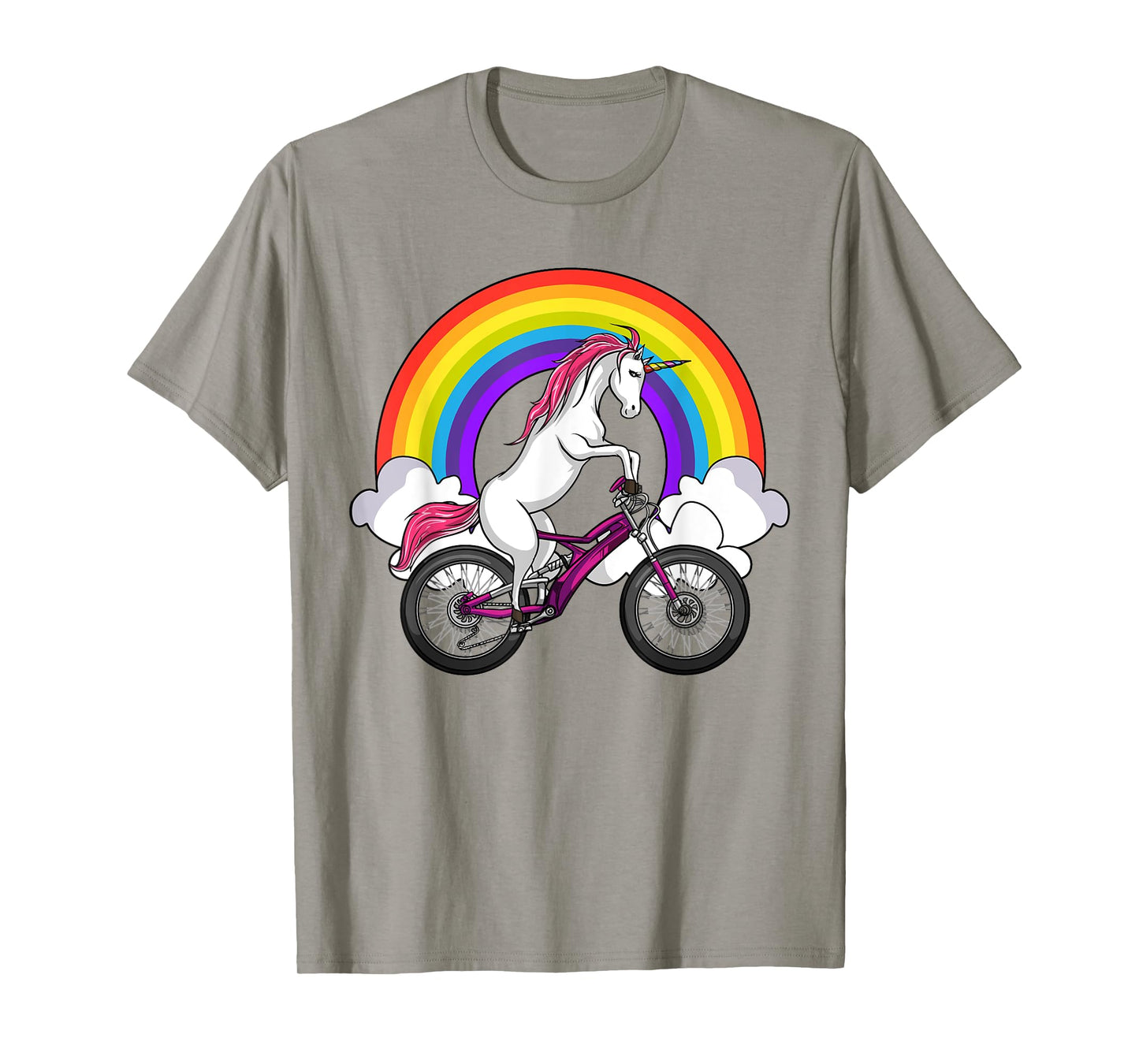 Unicorn Riding Bicycle Rainbow Cycling Women Girls Kids T-Shirt