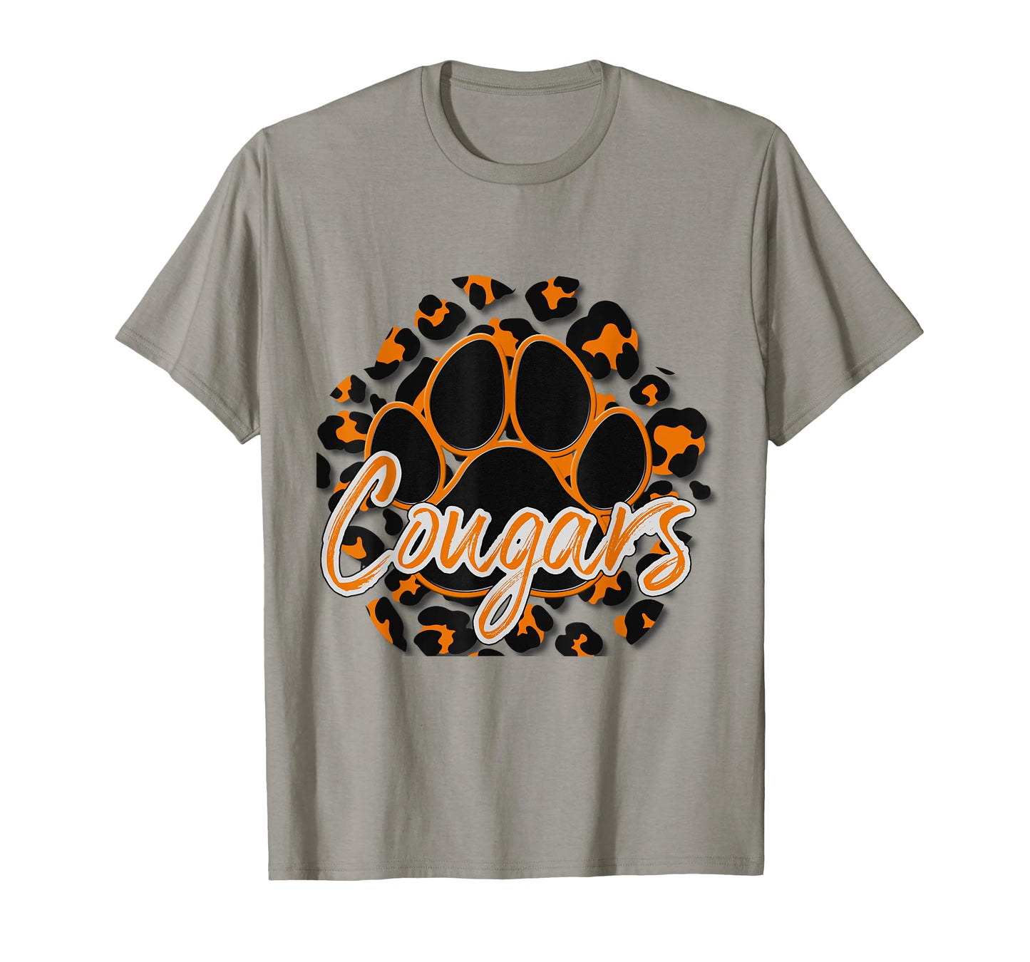 Cougar Orange Black Cheetah School Sports Fan Team Spirit T-Shirt