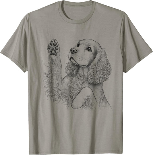 Cocker Spaniel Raising Paws Dog Owner Design T-Shirt
