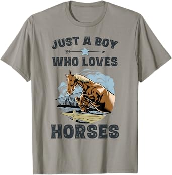 Just A Boy Who Loves Horses Shirt Horse Equestrian Boys T-Shirt