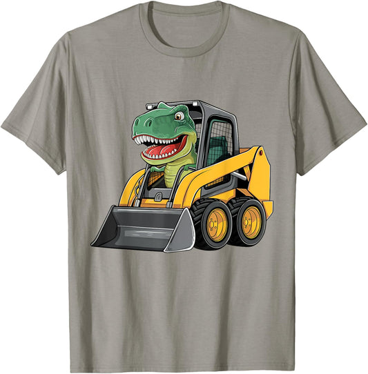 Funny Dinosaur Construction Truck Excavator Kids Boy Girl T-Shirt