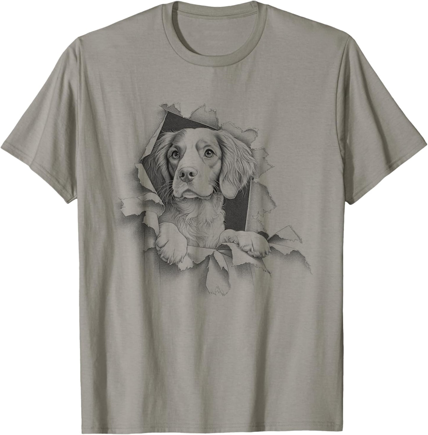 Cute Brittany Spaniel Peeking Dog Owner Design T-Shirt