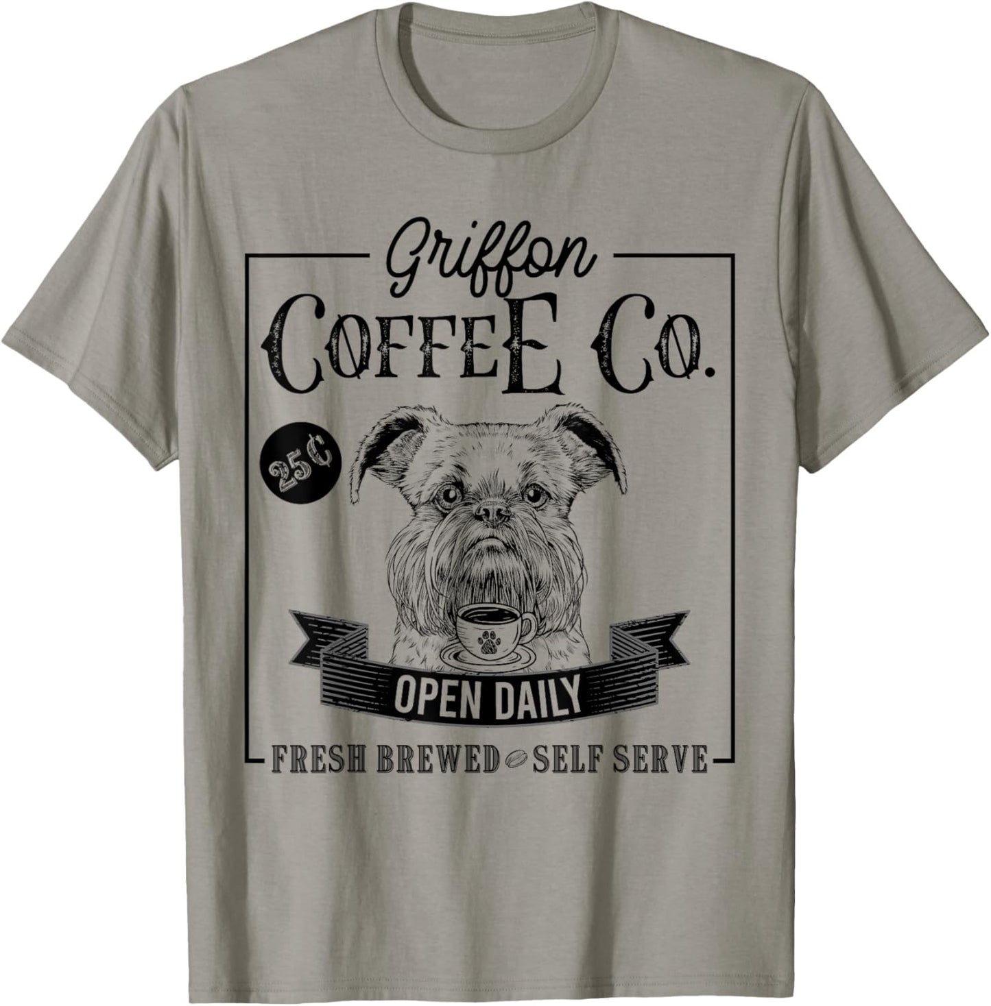 Retro Brussels Griffon Coffee Funny Dog Mom Coffee Lover T-Shirt
