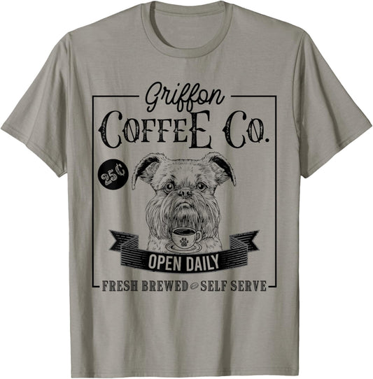 Retro Brussels Griffon Coffee Funny Dog Mom Coffee Lover T-Shirt