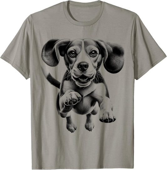 Cute Beagle Dog in Jump T-Shirt