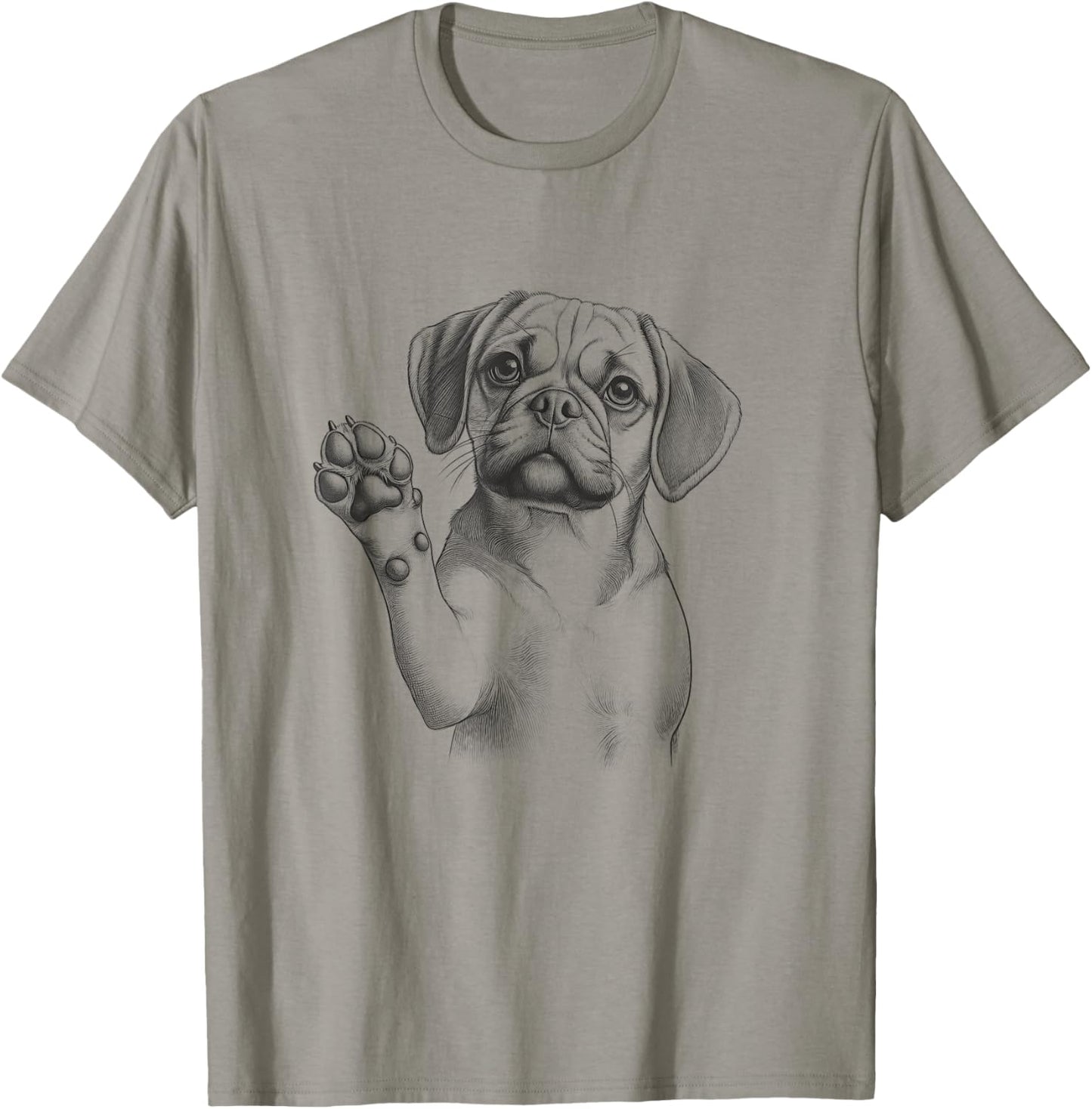 Puggle Raising Paw Dog Design T-Shirt