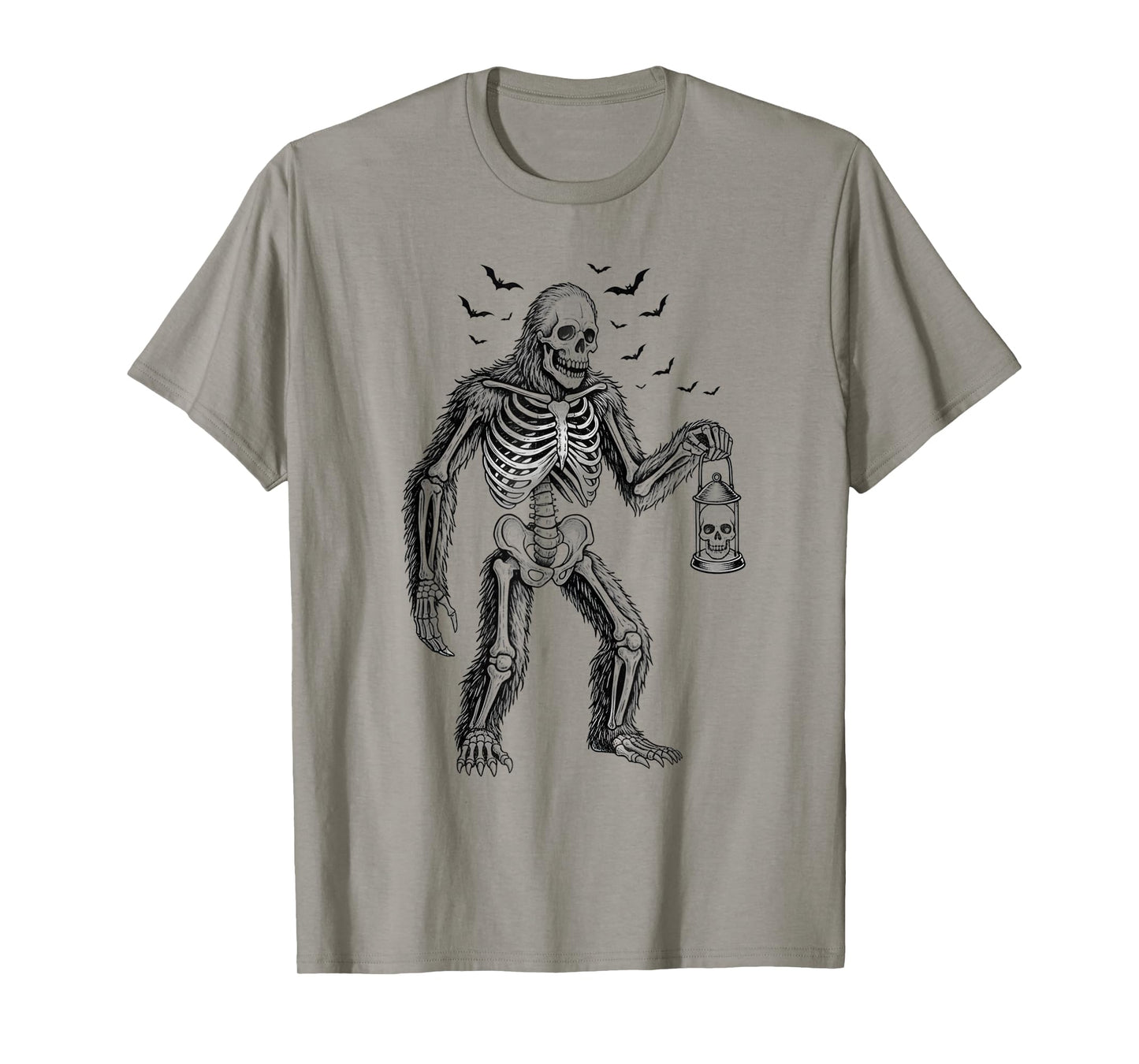 Funny Bigfoot Sasquatch Skeleton Halloween Men Women Kids T-Shirt