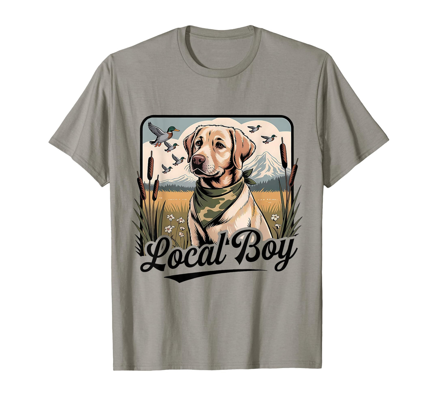 Local Boy Labrador Hunting Dog Marsh Scene Sunset Vintage T-Shirt