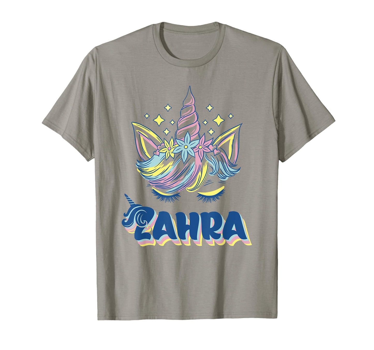 Zahra personalized custom name Rainbow Unicorn crown T-Shirt