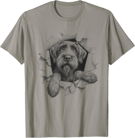 Funny Wirehaired Pointing Griffon Peeking Dog Design T-Shirt