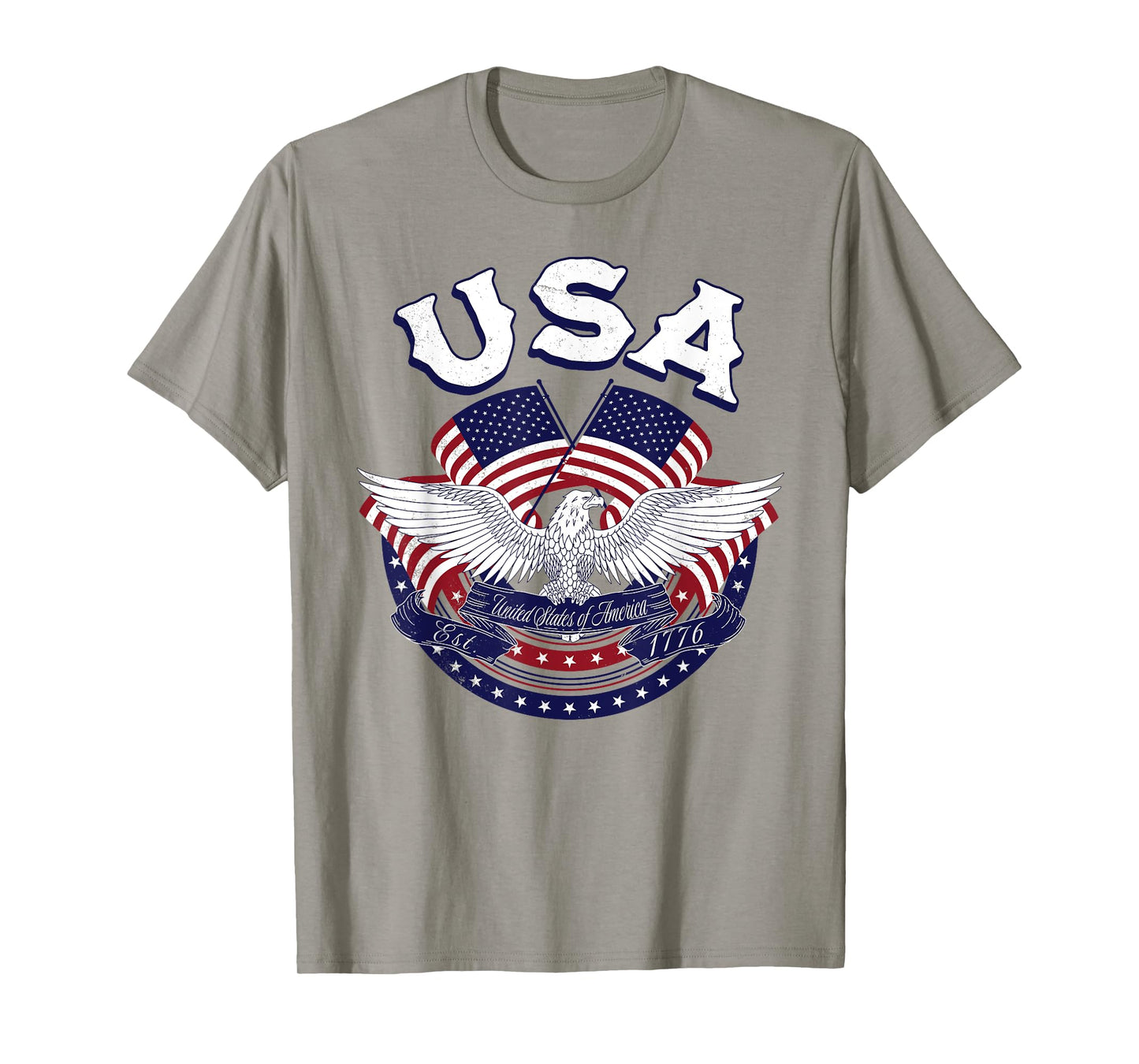 USA American Bald Eagle USA Flag July 4th red white and blue T-Shirt for Women Kids Men