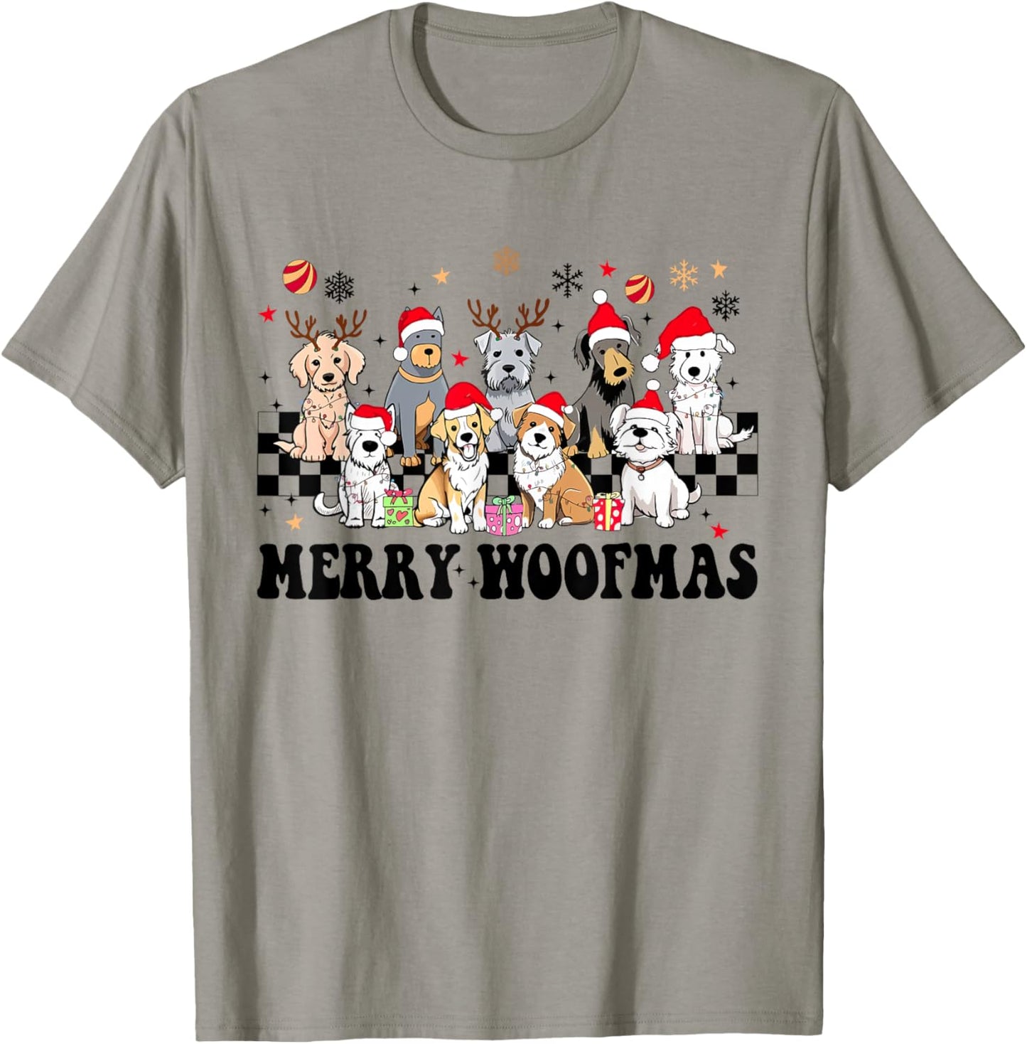 Merry Woofmas Christmas Dog Mom Dog Lover Santa Xmas Holiday T-Shirt