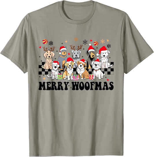 Merry Woofmas Christmas Dog Mom Dog Lover Santa Xmas Holiday T-Shirt
