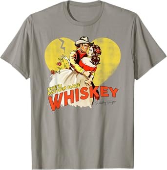 Retro Vintage Whiskey Cowgirl Pinup Romantic Western Cowboy T-Shirt