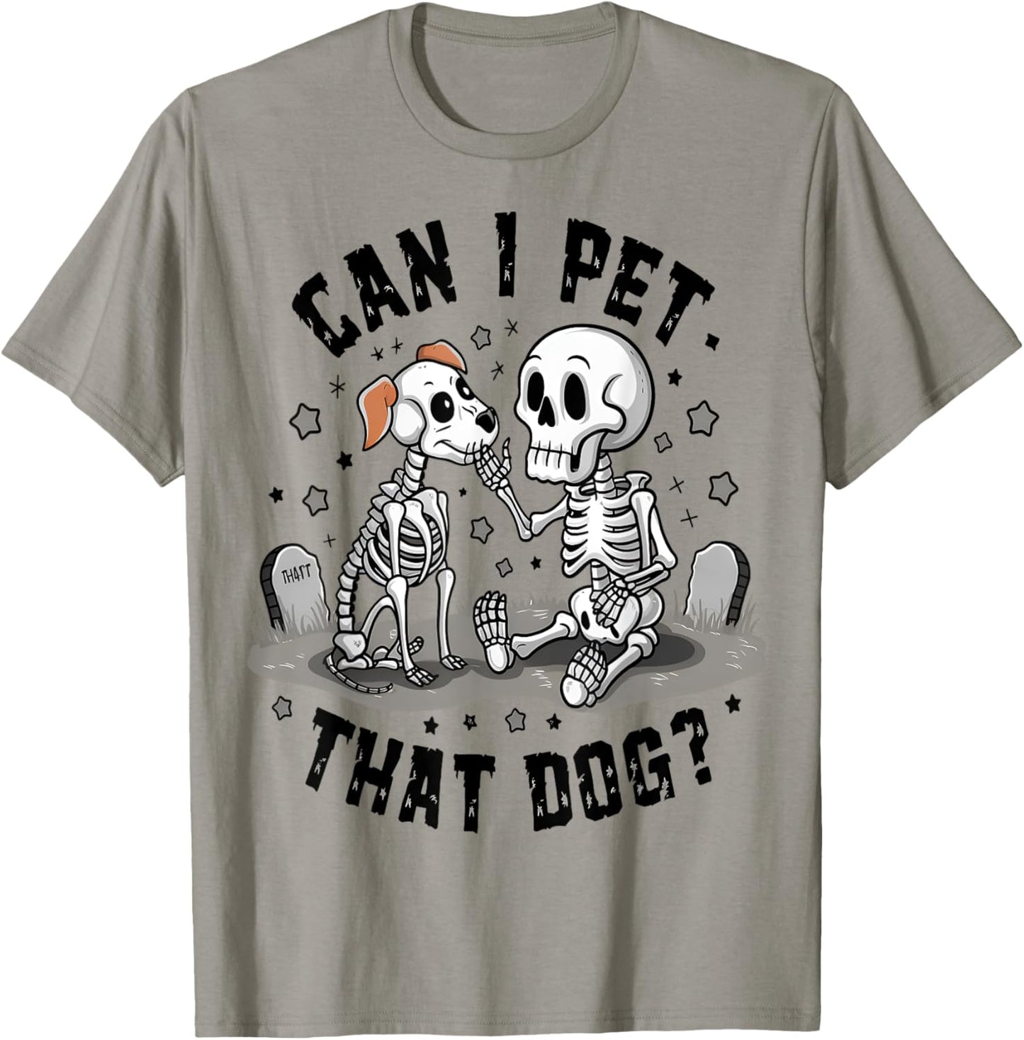 Can I Pet That Dog? Cute Skeleton & Ghost Dog Halloween Kids T-Shirt