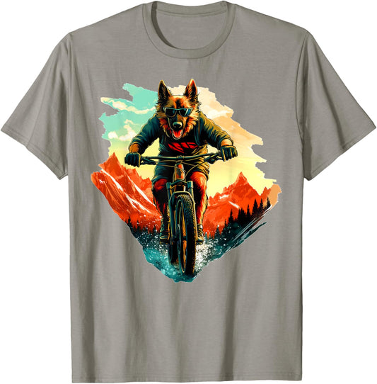German Shepherd Mountain Biker/Bike Shepherd Dog T-Shirt