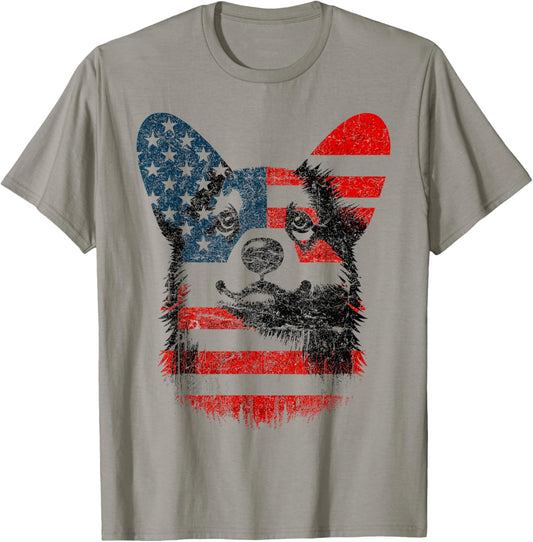 Patriotic Corgi Dog Lovers Cool American Flag 4th of July T-Shirt