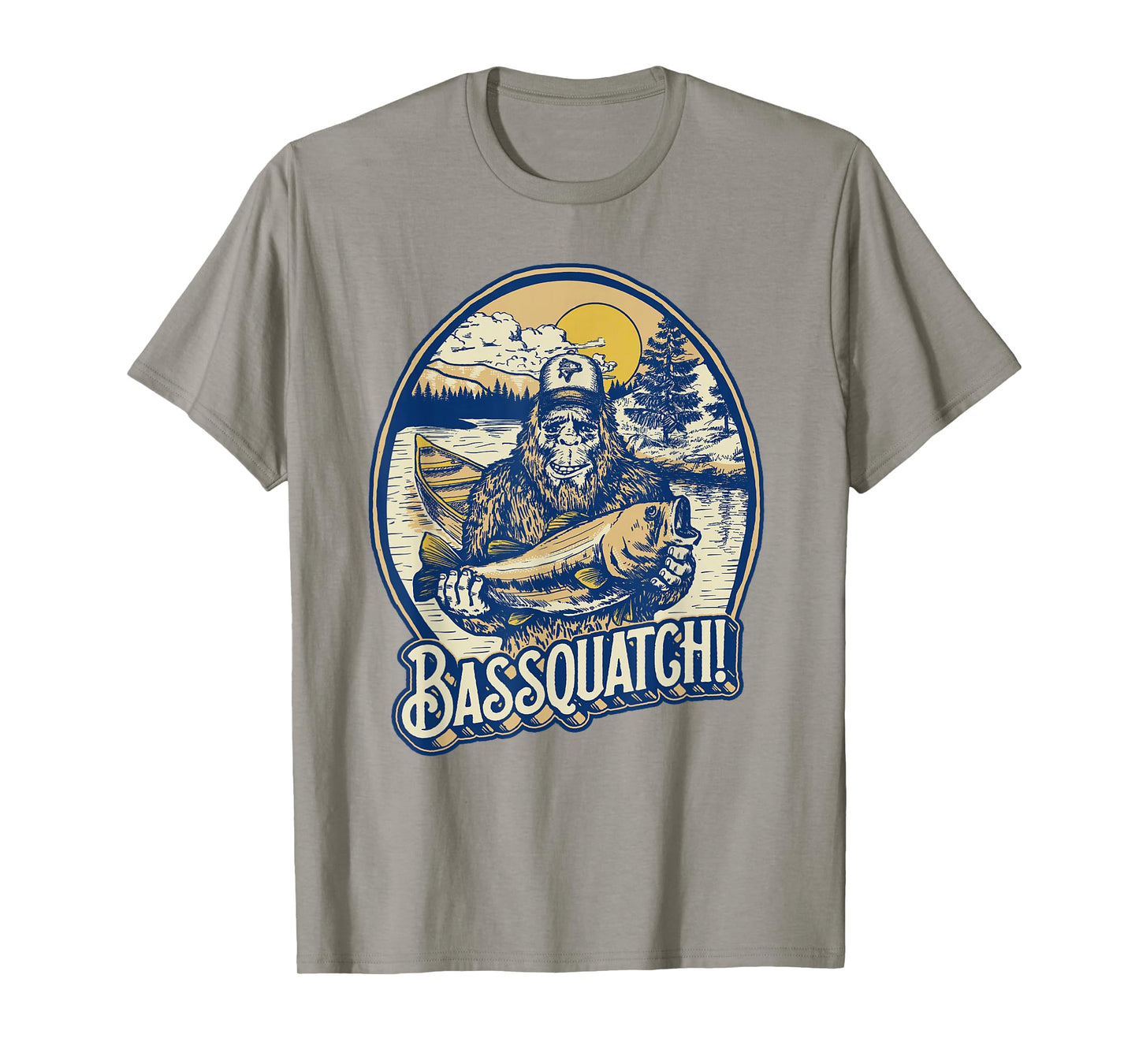 Giant Step Design Co. Bassquatch! Bass Fisherman Sasquatch Funny Bigfoot Fishing T-Shirt