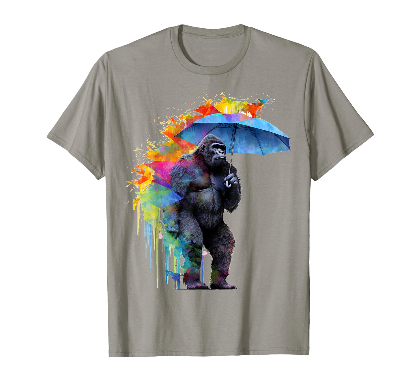 Gorilla Umbrella Artwork Colourful - Animal Monkey Zoo Gorilla T-Shirt