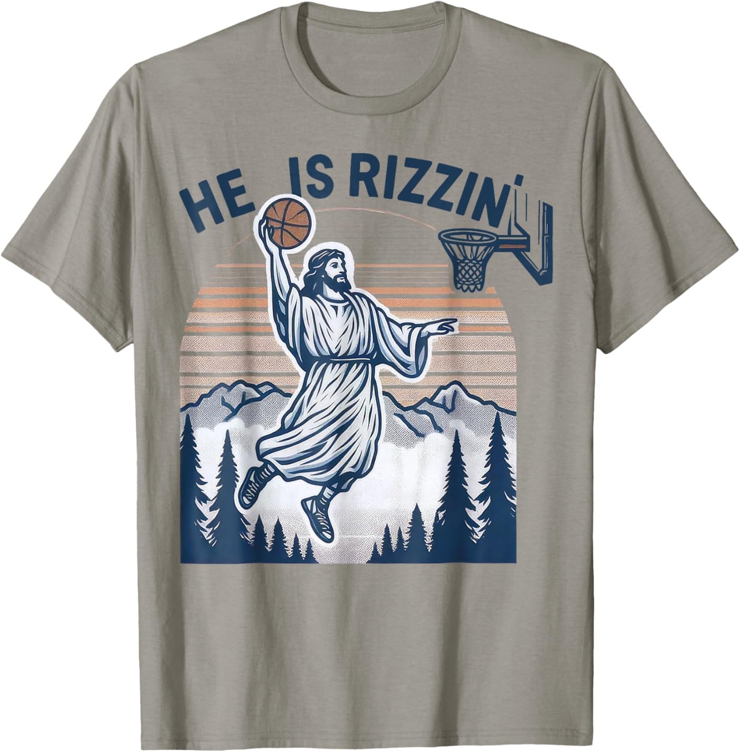 He Is Rizzin Easter Funny Basketball Christian Religious T-Shirt