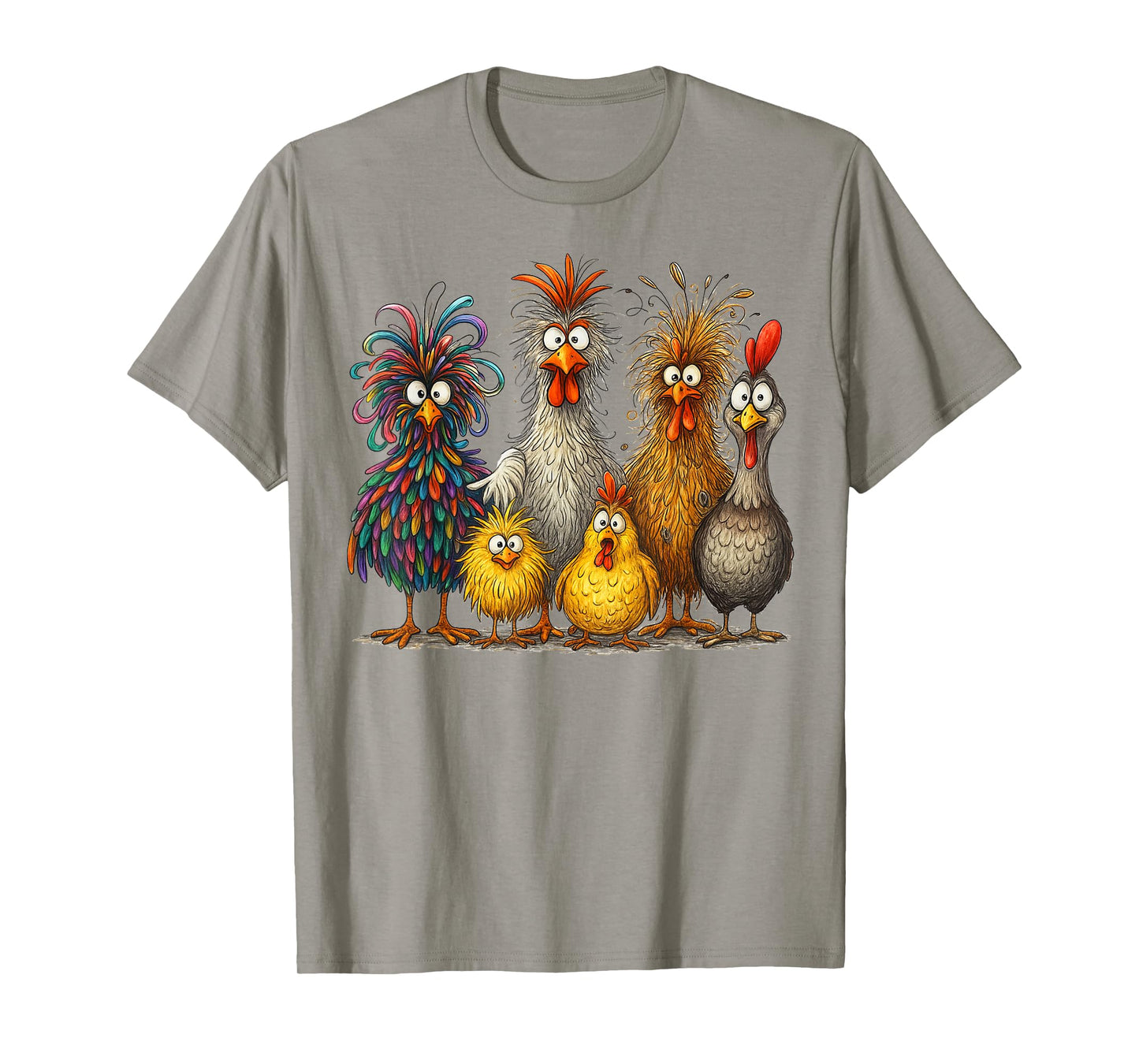 Eagerlys Colorful Funny Chicken Art, Crazy Chicken Family T-Shirt